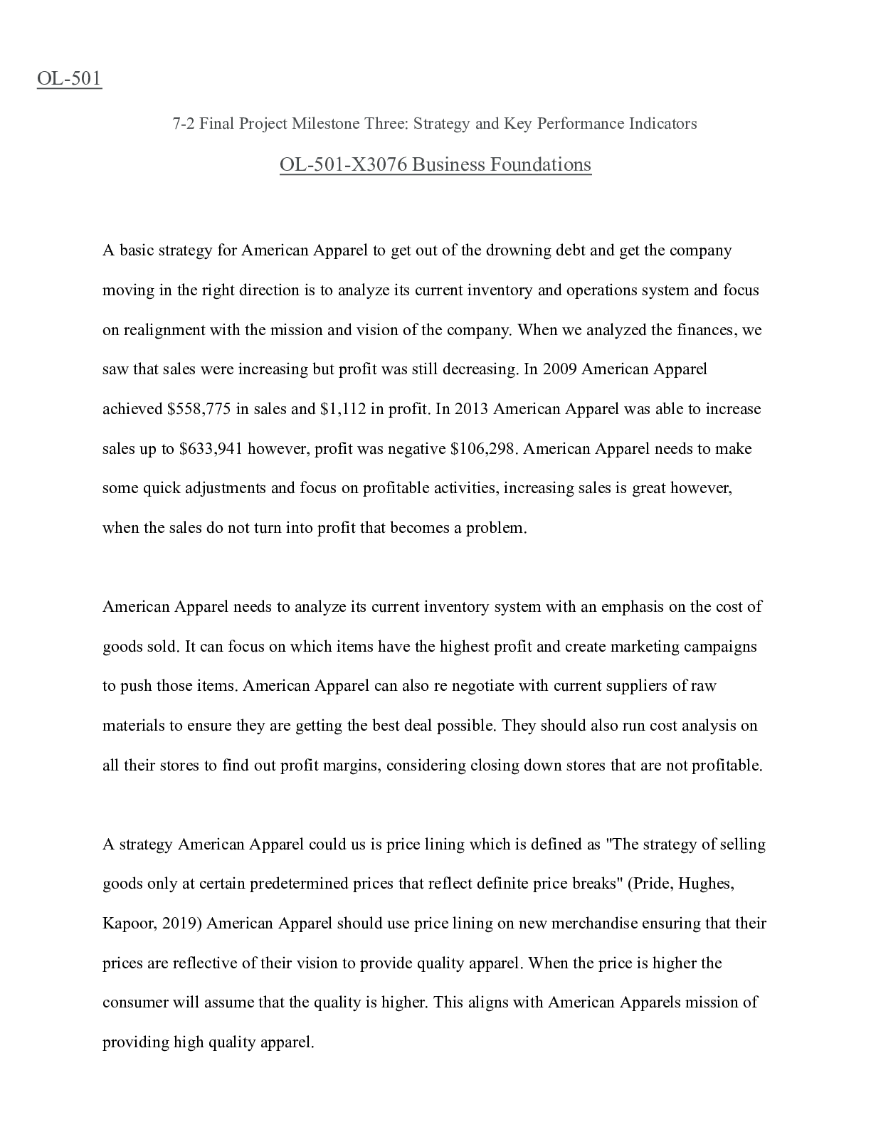 Preview image for 7 2 Final Project Milestone Three Strategy and Key Performance Indicators.docx    OL-501